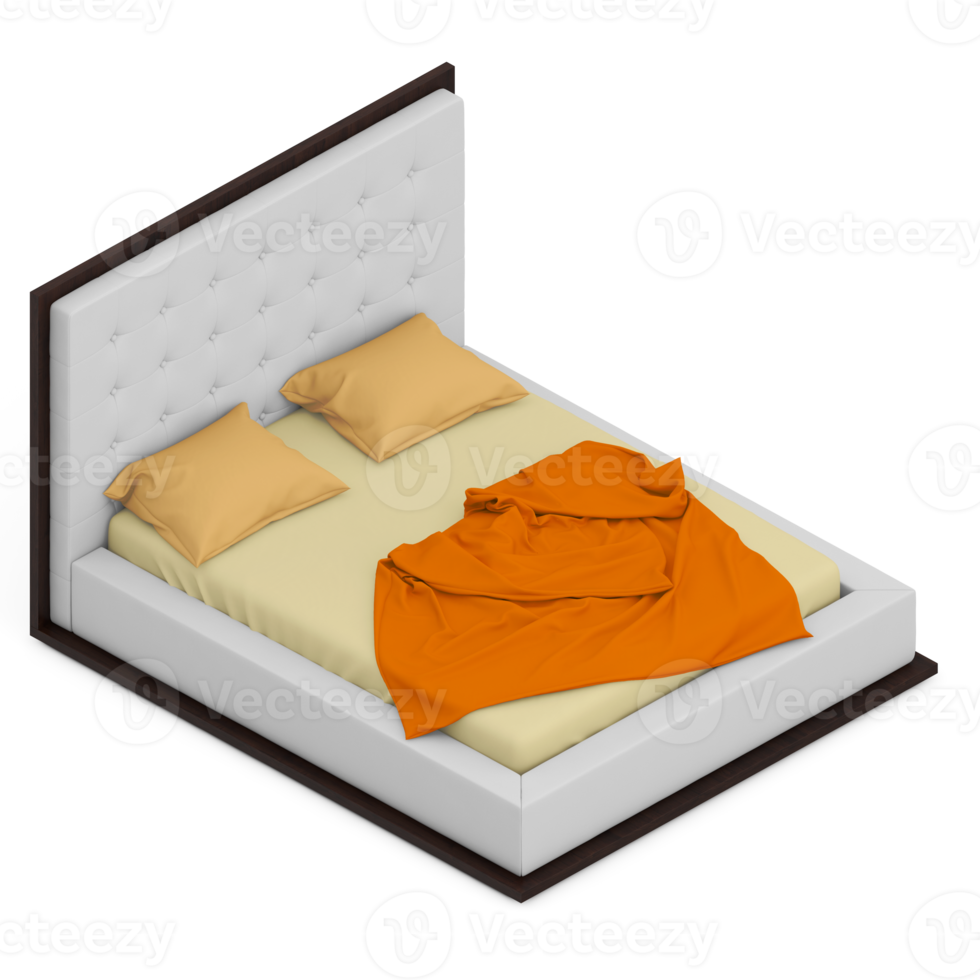 Isometric Bedroom 3D render png