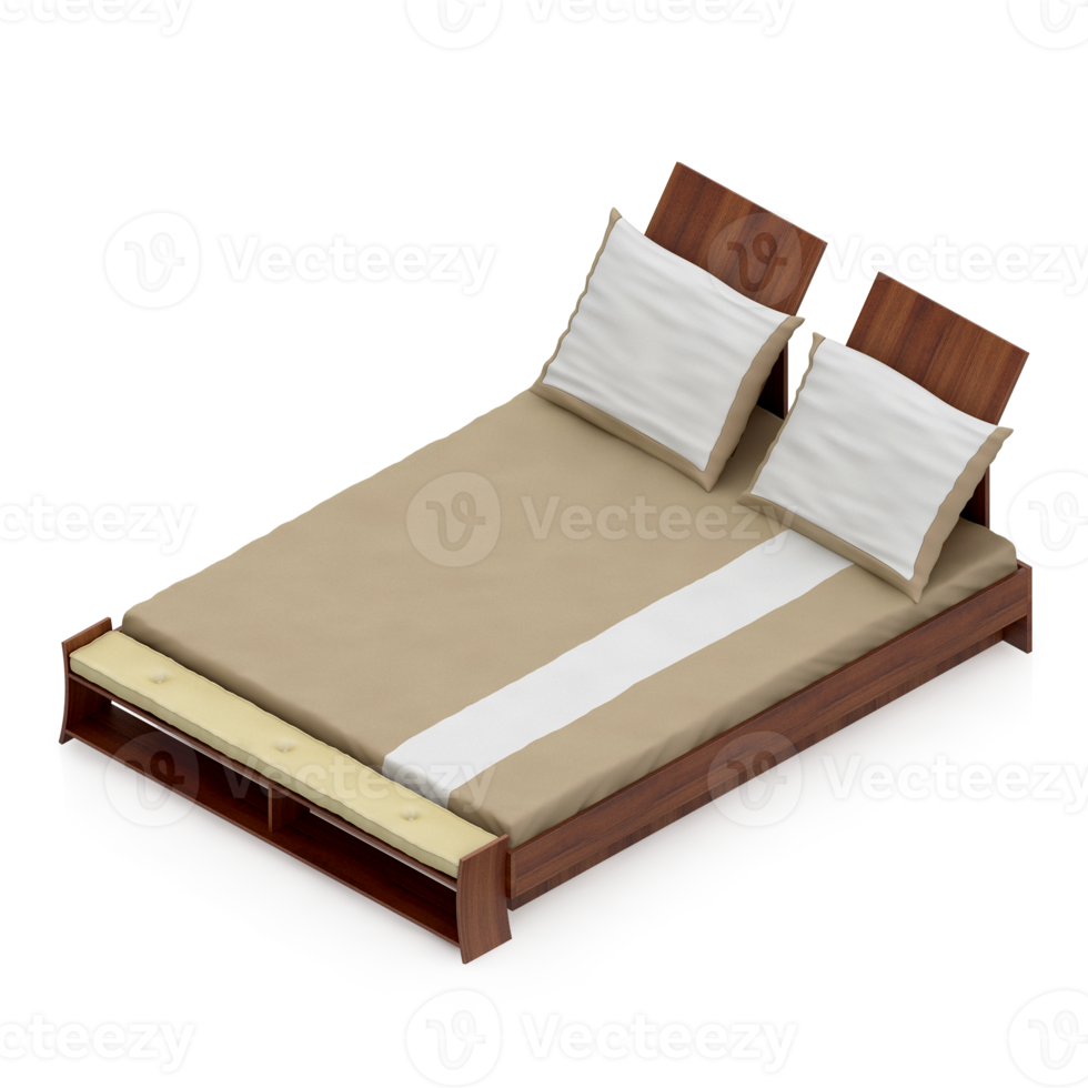 Isometric Bedroom 3D render png