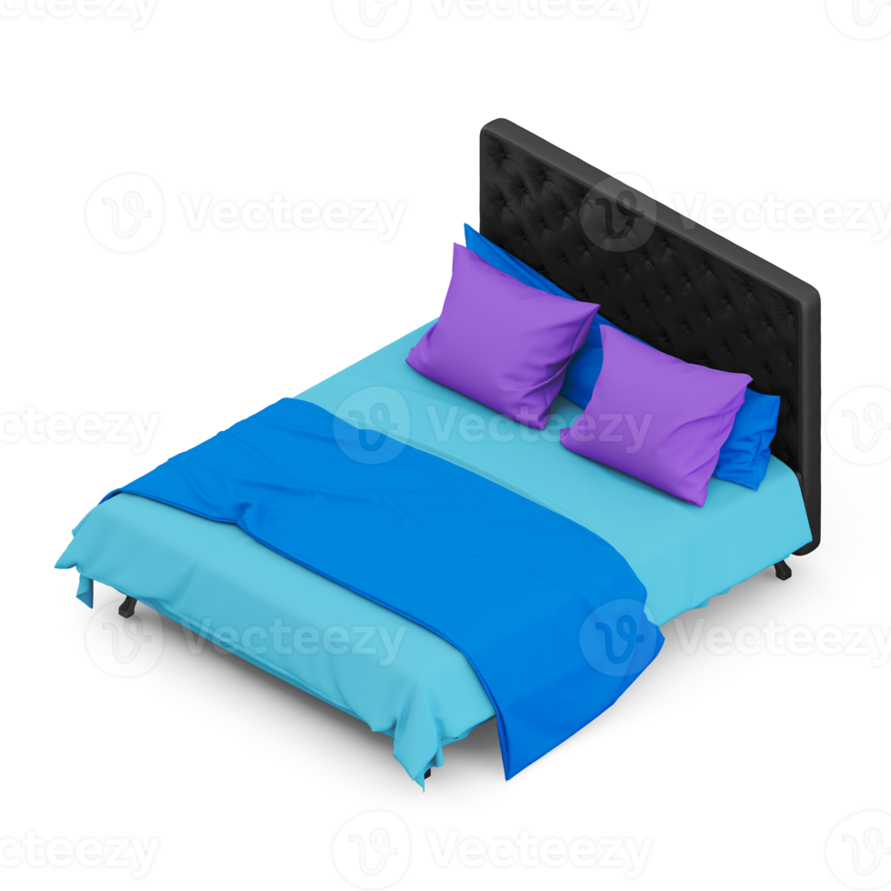 Isometric Bedroom 3D render png