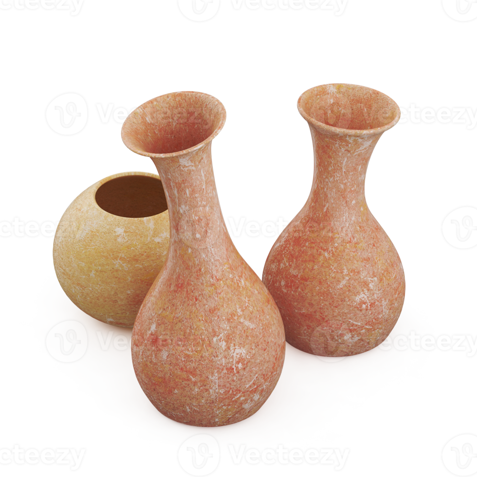 Isometric Vases 3D render png