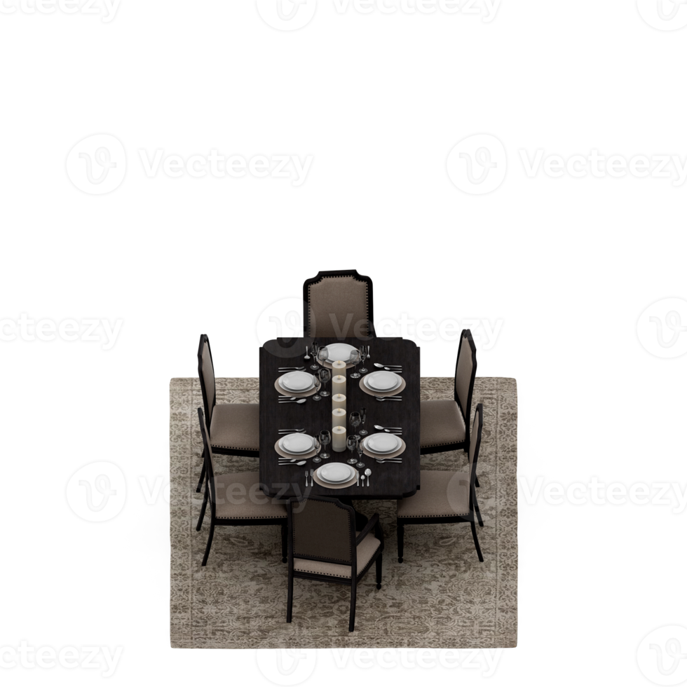 Isometric Table Set 3D render png