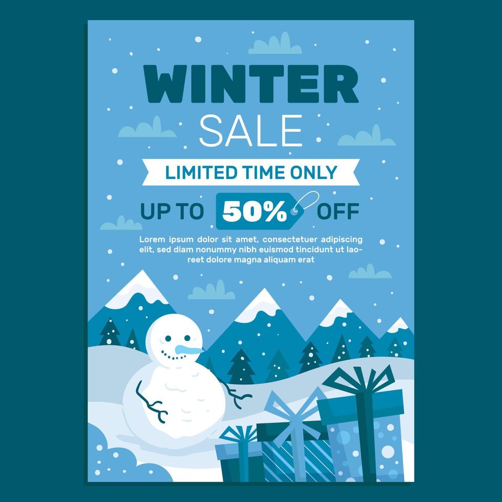 Winter Sale Discount Poster Design Template vector