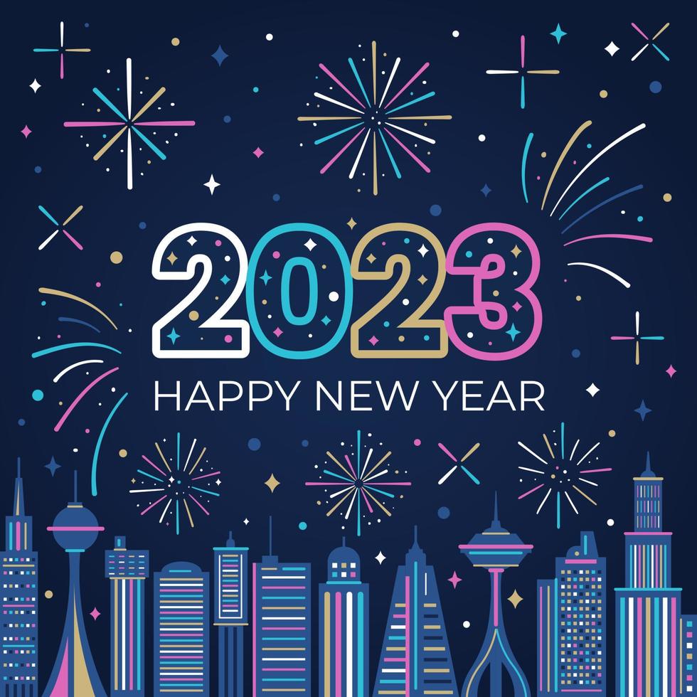 Celebration Happy New Year 2023 Fireworks vector