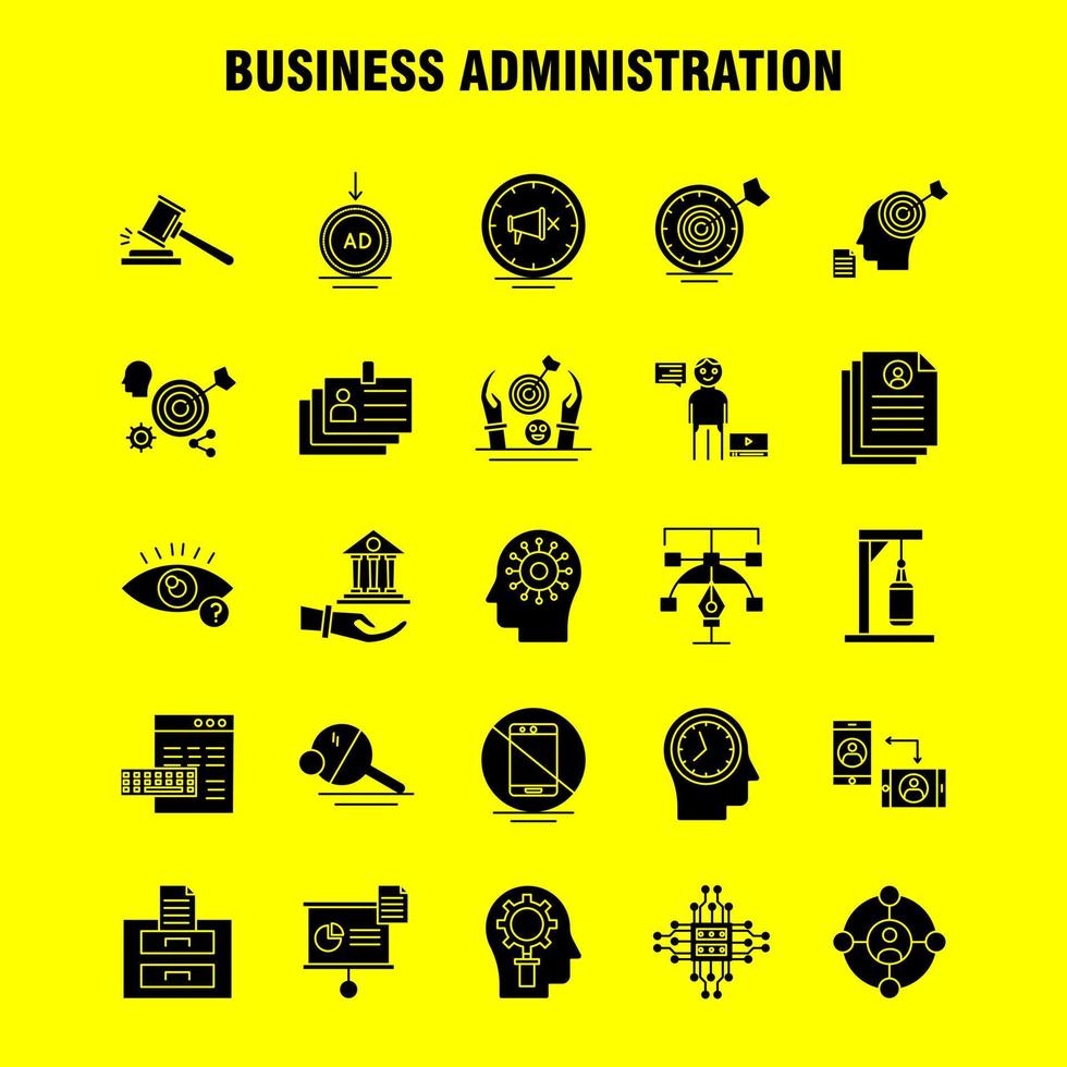 Business Administration Solid Glyph Icons Set For Infographics Mobile UXUI Kit And Print Design Include Document File Calculator Text Document Profile Cv Time Collection Modern Infographic vector