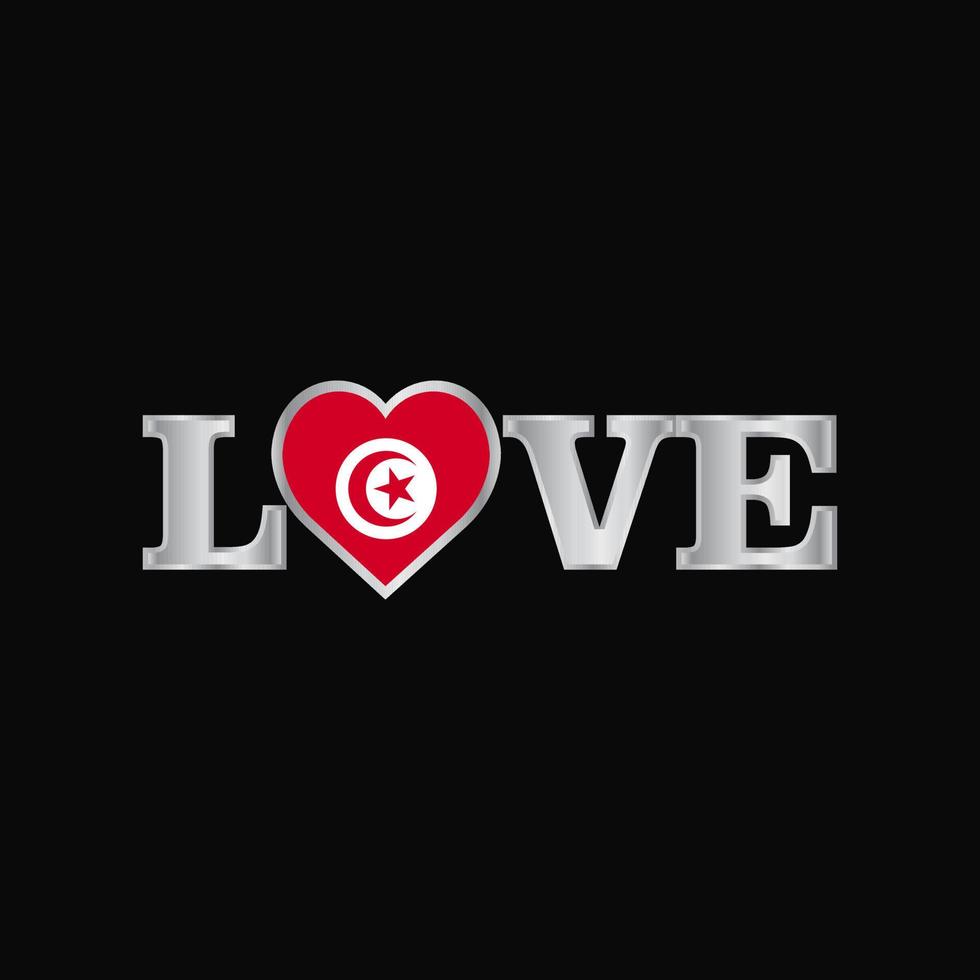 Love typography with Tunisia flag design vector