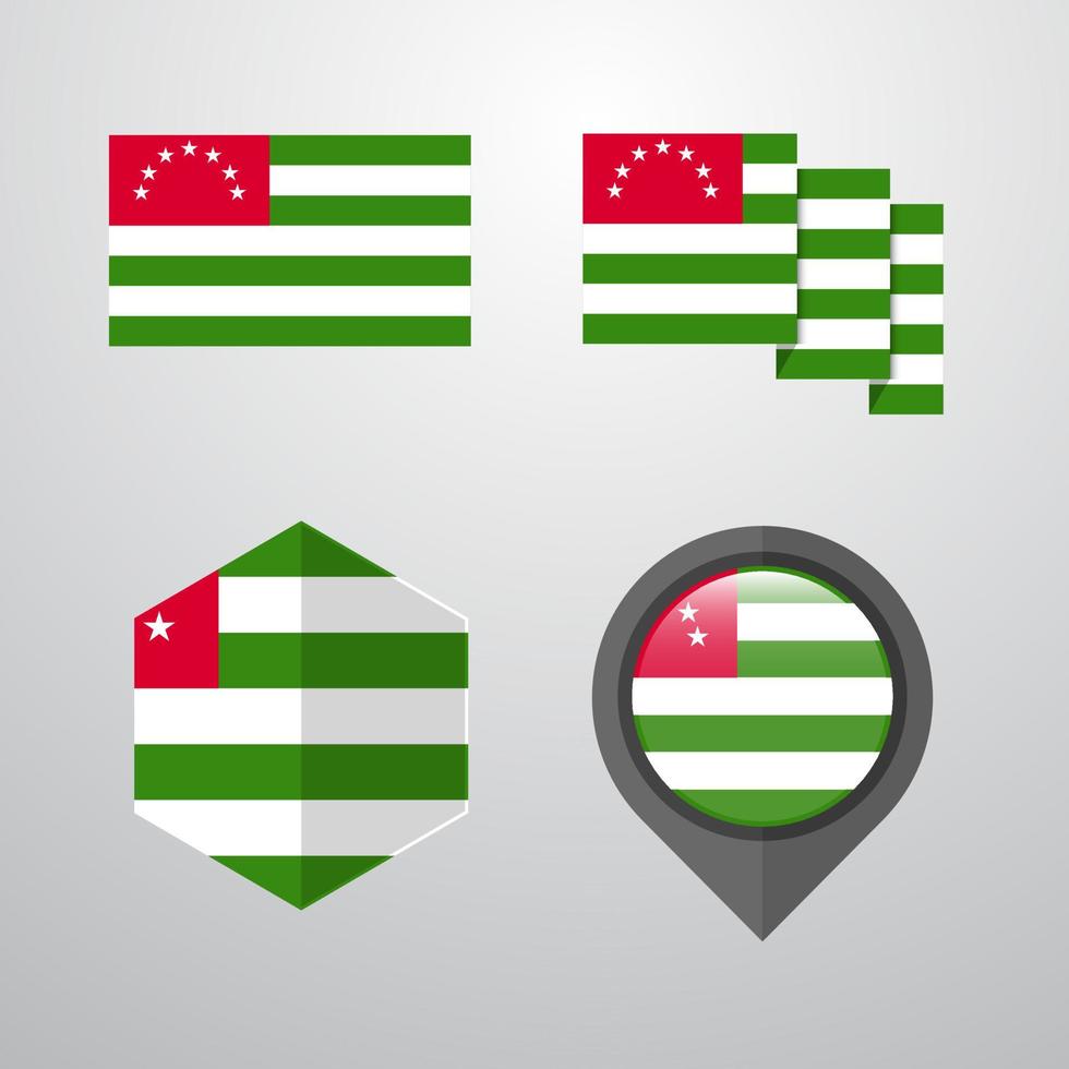 Abkhazia flag design set vector