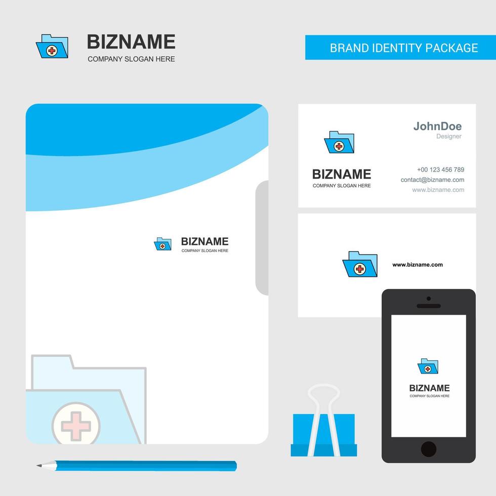 Medical folder Business Logo File Cover Visiting Card and Mobile App Design Vector Illustration