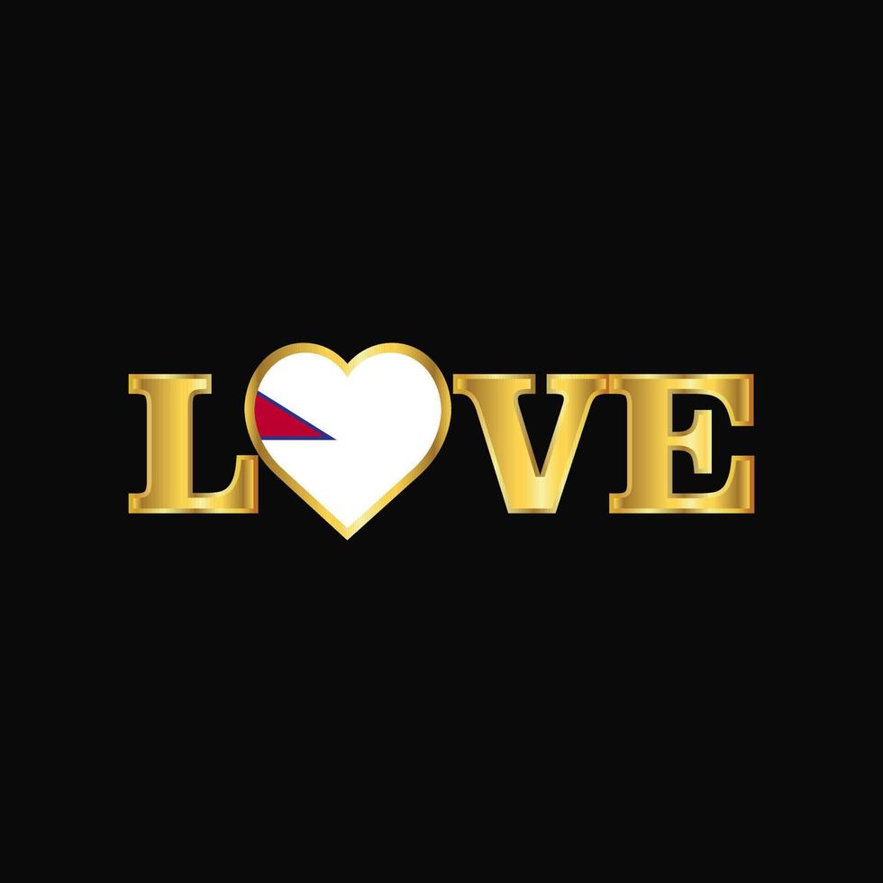 Golden Love typography Nepal flag design vector