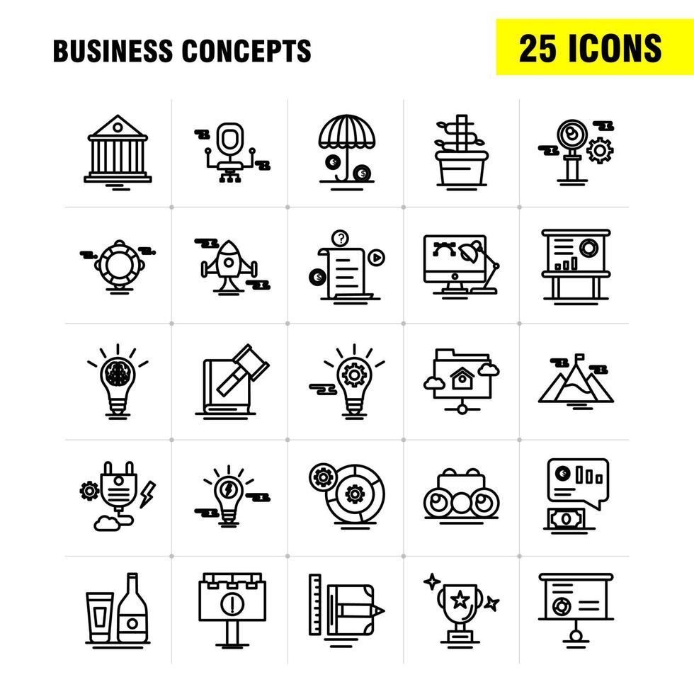 Business Concepts Line Icons Set For Infographics Mobile UXUI Kit And Print Design Include Document File Text Media Chair Office Furniture Sitting Collection Modern Infographic Logo and Pi vector