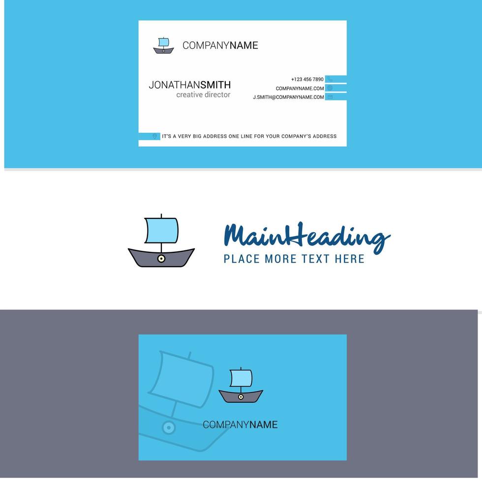 Beautiful Boat Logo and business card vertical Design Vector