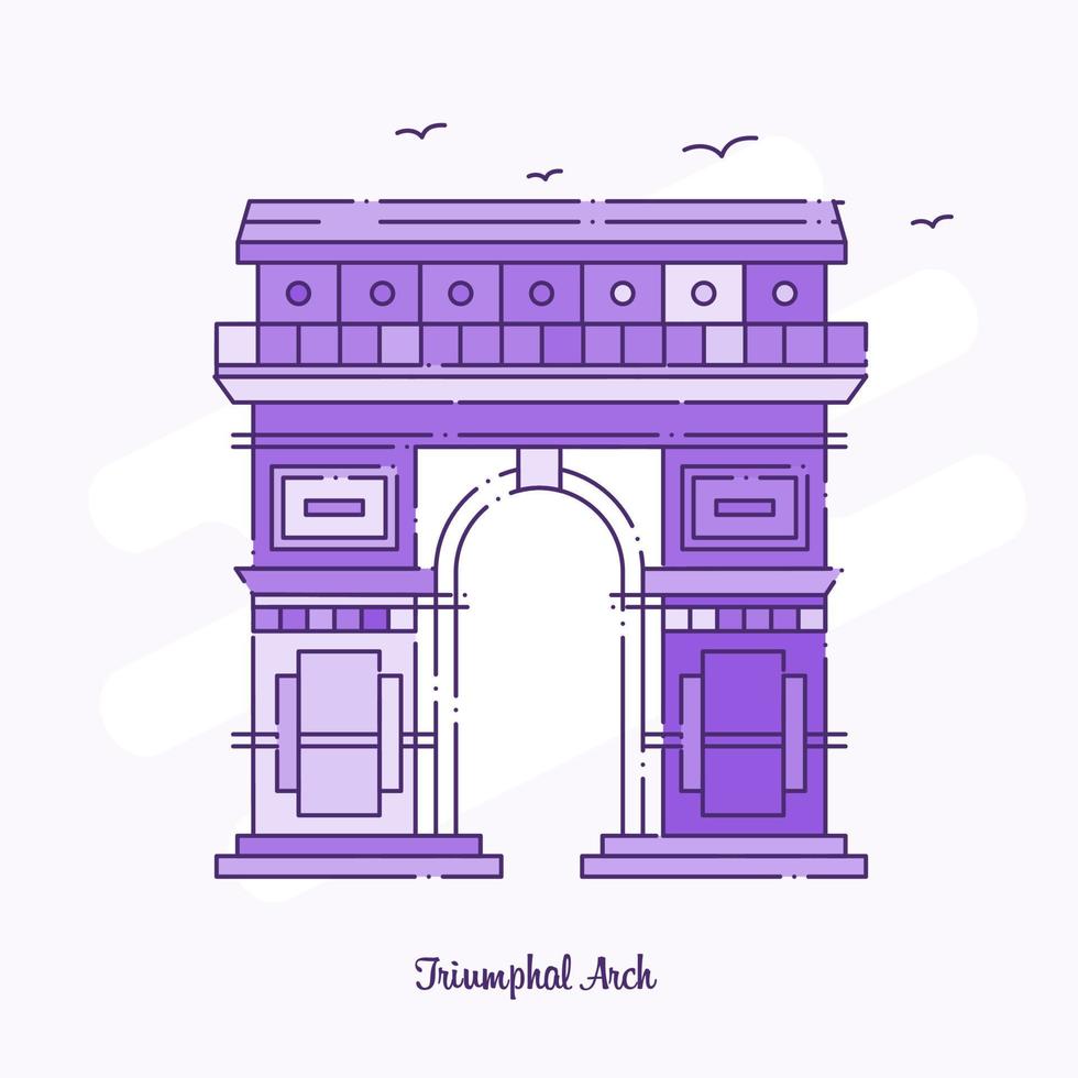 TRIUMPHAL ARCH Landmark Purple Dotted Line skyline vector illustration