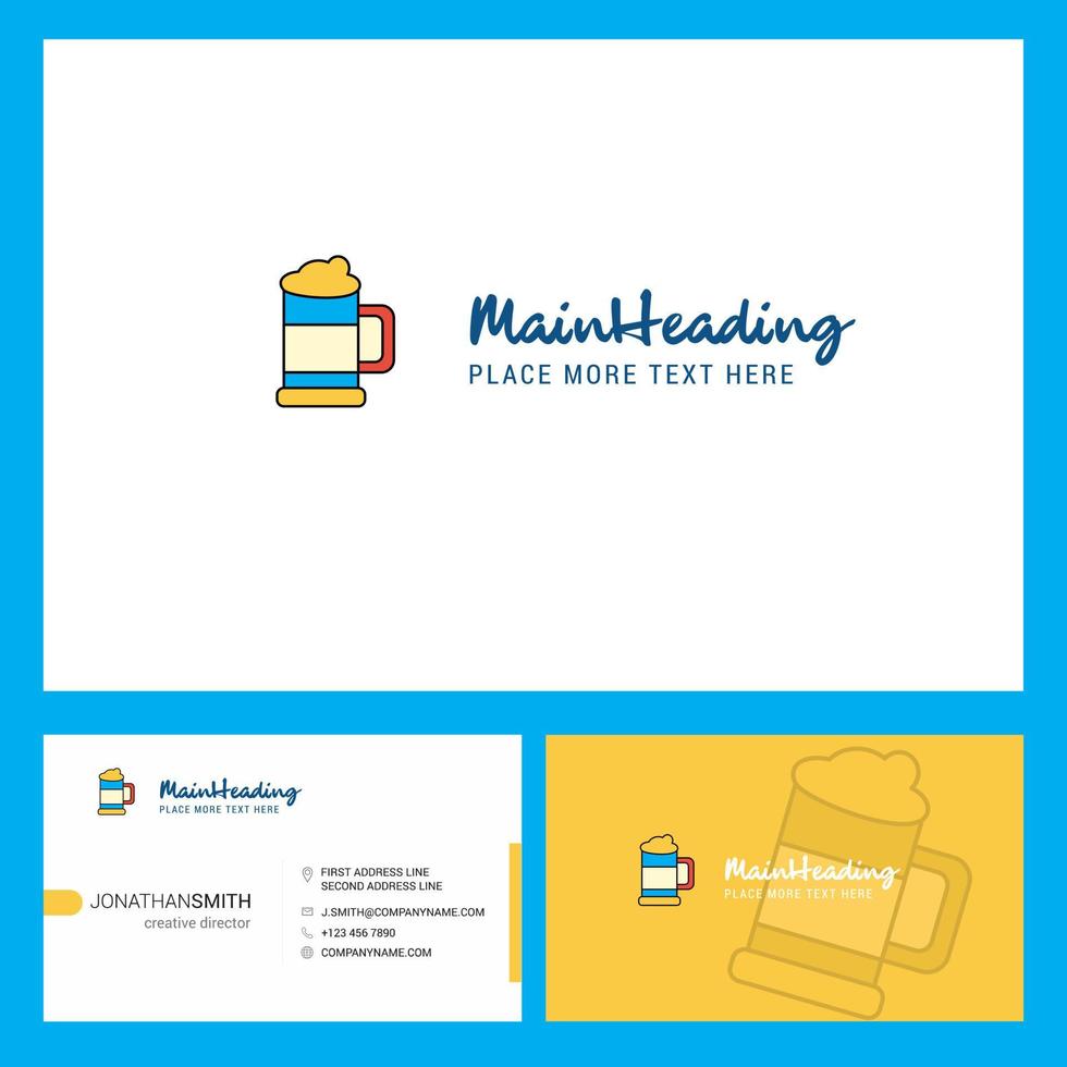 Beer glass Logo design with Tagline Front and Back Busienss Card Template Vector Creative Design