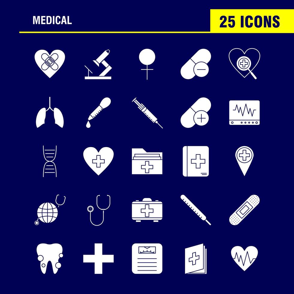 Medical Solid Glyph Icons Set For Infographics Mobile UXUI Kit And Print Design Include Teeth Mouth Dentist Medical Blood Pressure Medical Doctor Eps 10 Vector