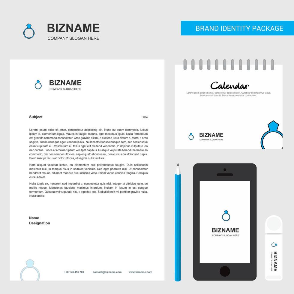Ring Business Letterhead Calendar 2019 and Mobile app design vector template