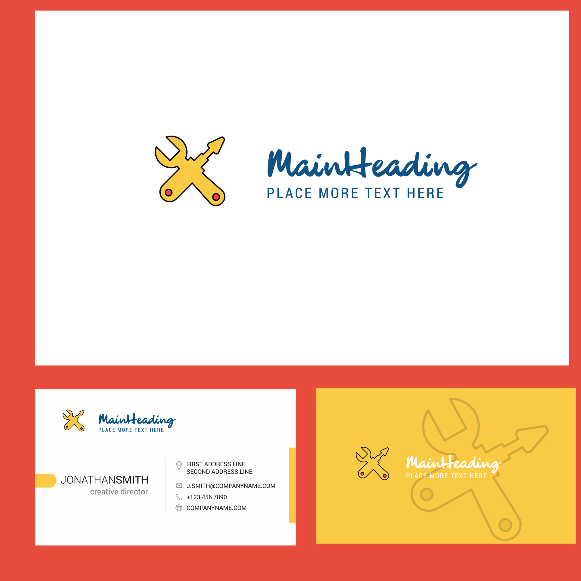 Hardware tools Logo design with Tagline Front and Back Busienss Card