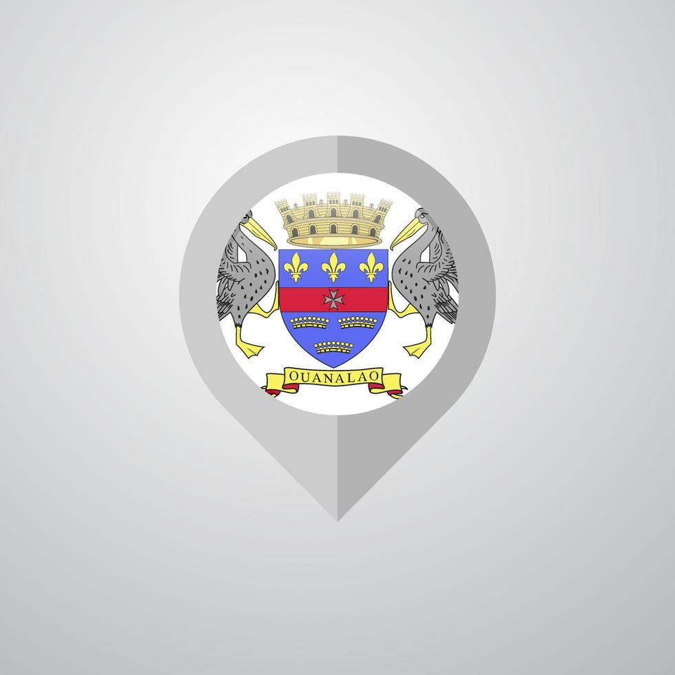 Map Navigation pointer with Saint Barthelemy flag design vector