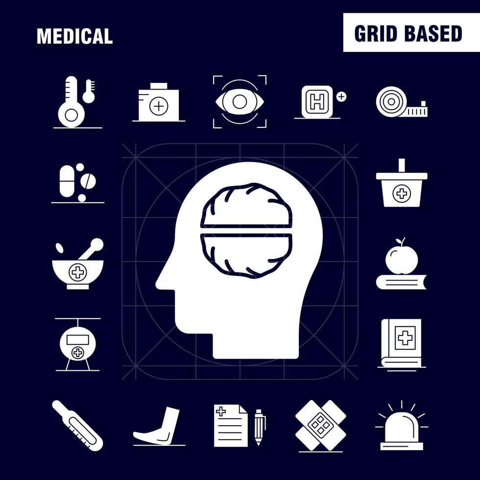 Medical Solid Glyph Icons Set For Infographics Mobile UXUI Kit And Print Design Include Test Tube Science Medical Lab Globe Medical Map Collection Modern Infographic Logo and Pictogram V vector