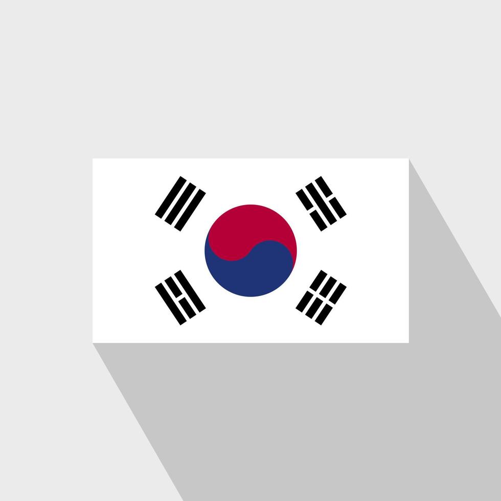 vector de diseño de sombra larga de bandera de corea del sur