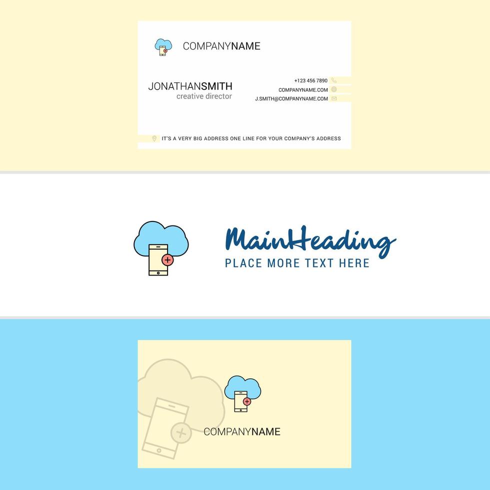Beautiful Cloud with smart phone Logo and business card vertical Design Vector