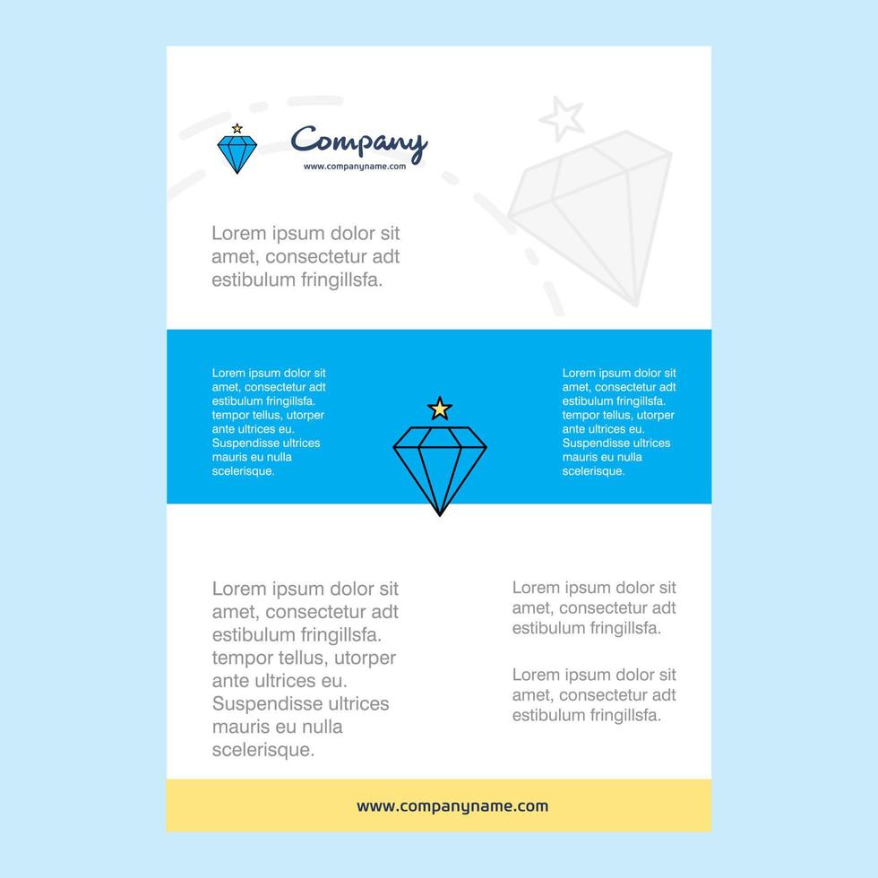 Template layout for Diamond comany profile annual report presentations leaflet Brochure Vector Background
