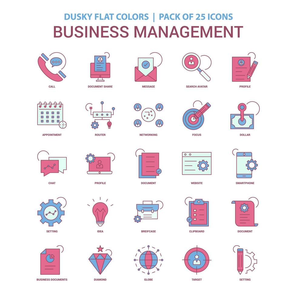 Business Management icon Dusky Flat color Vintage 25 Icon Pack vector