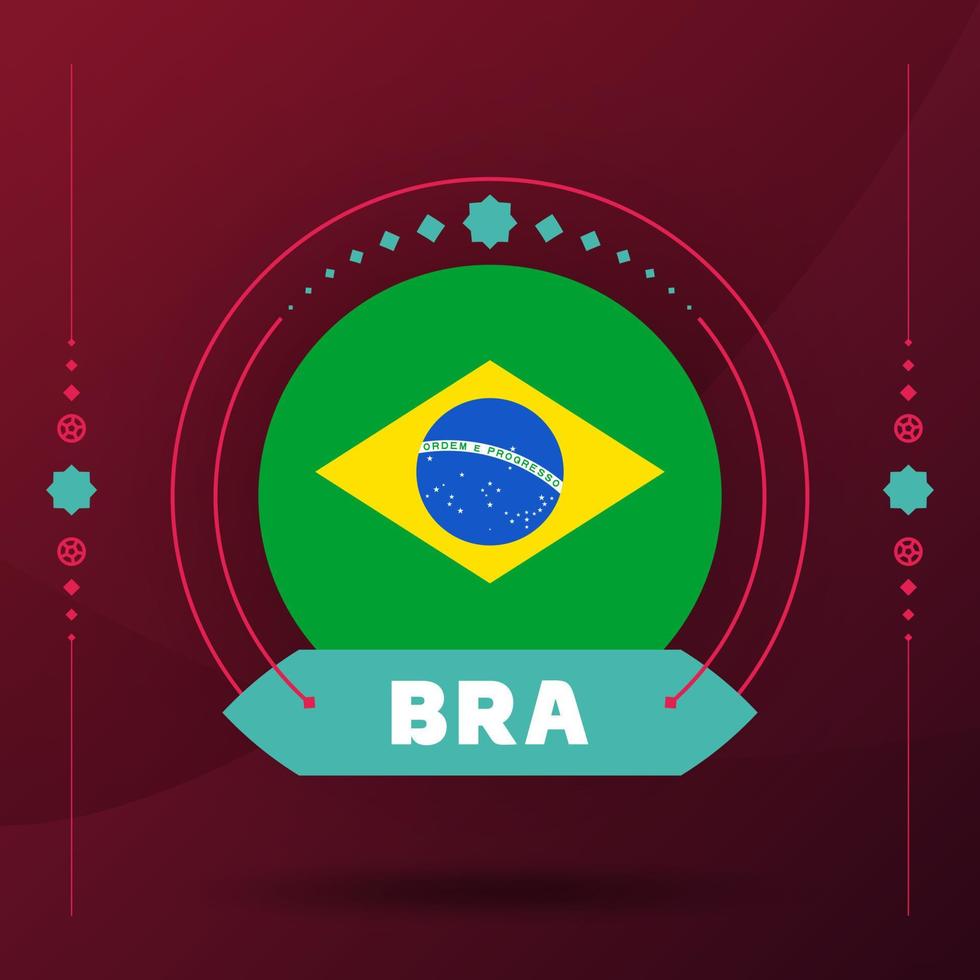 bandera de brasil para el torneo de copa de fútbol 2022. bandera del equipo nacional aislada con elementos geométricos para la ilustración de vector de fútbol o fútbol 2022