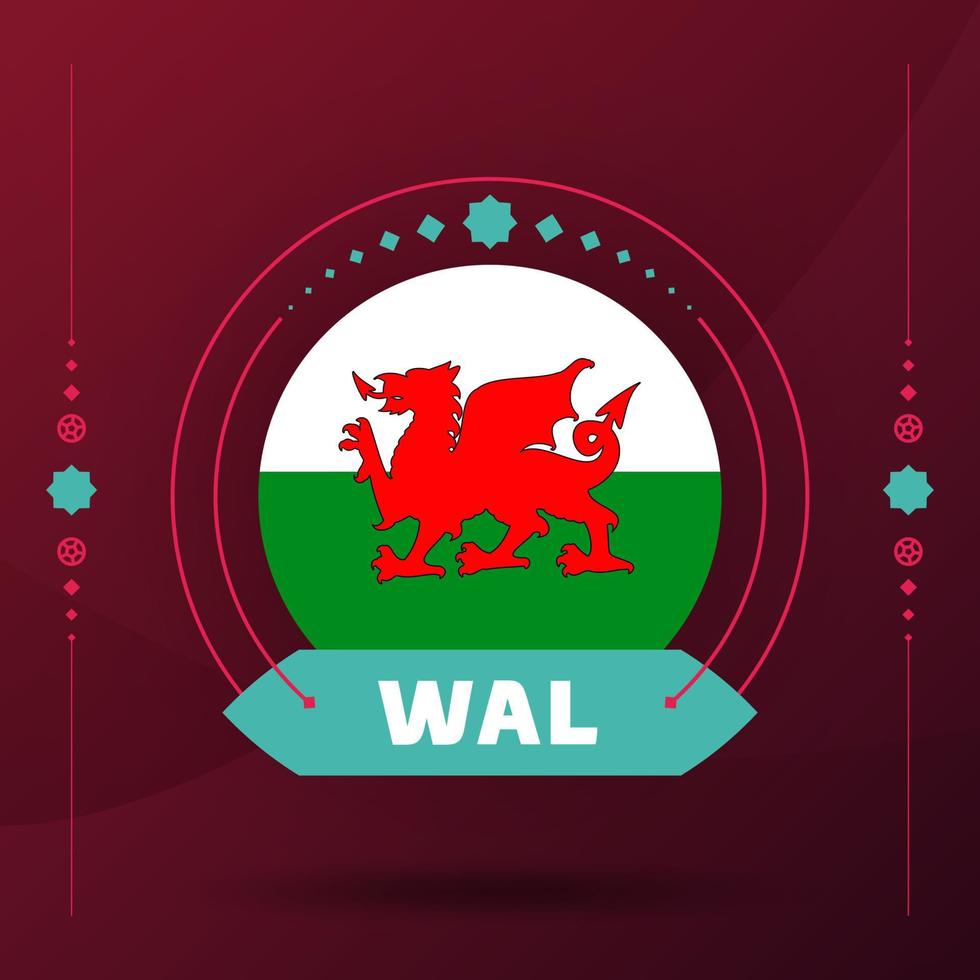 wales flag for 2022 football cup tournament. isolated National team flag with geometric elements for 2022 soccer or football Vector illustration