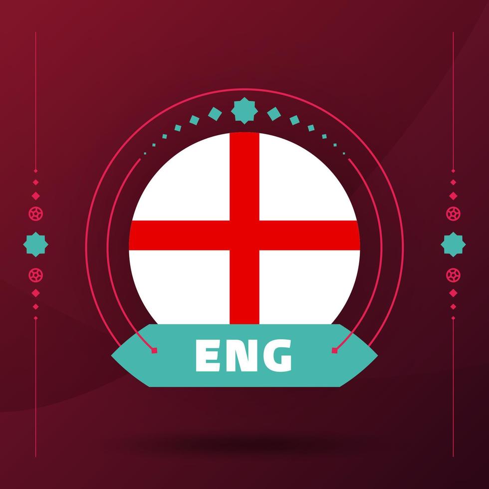 england flag for 2022 football cup tournament. isolated National team flag with geometric elements for 2022 soccer or football Vector illustration