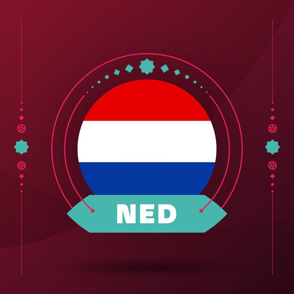 netherlands flag for 2022 football cup tournament. isolated National team flag with geometric elements for 2022 soccer or football Vector illustration