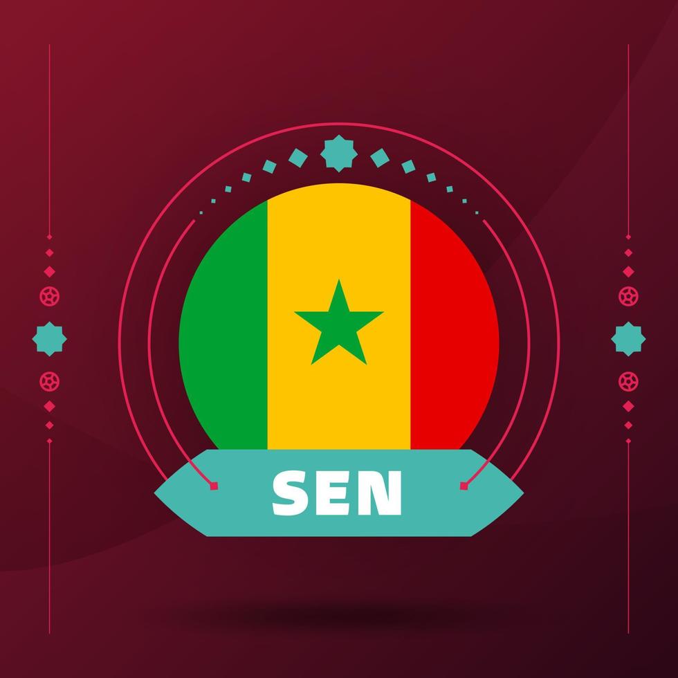 bandera de senegal para el torneo de copa de fútbol de 2022. bandera del equipo nacional aislada con elementos geométricos para la ilustración de vector de fútbol o fútbol 2022