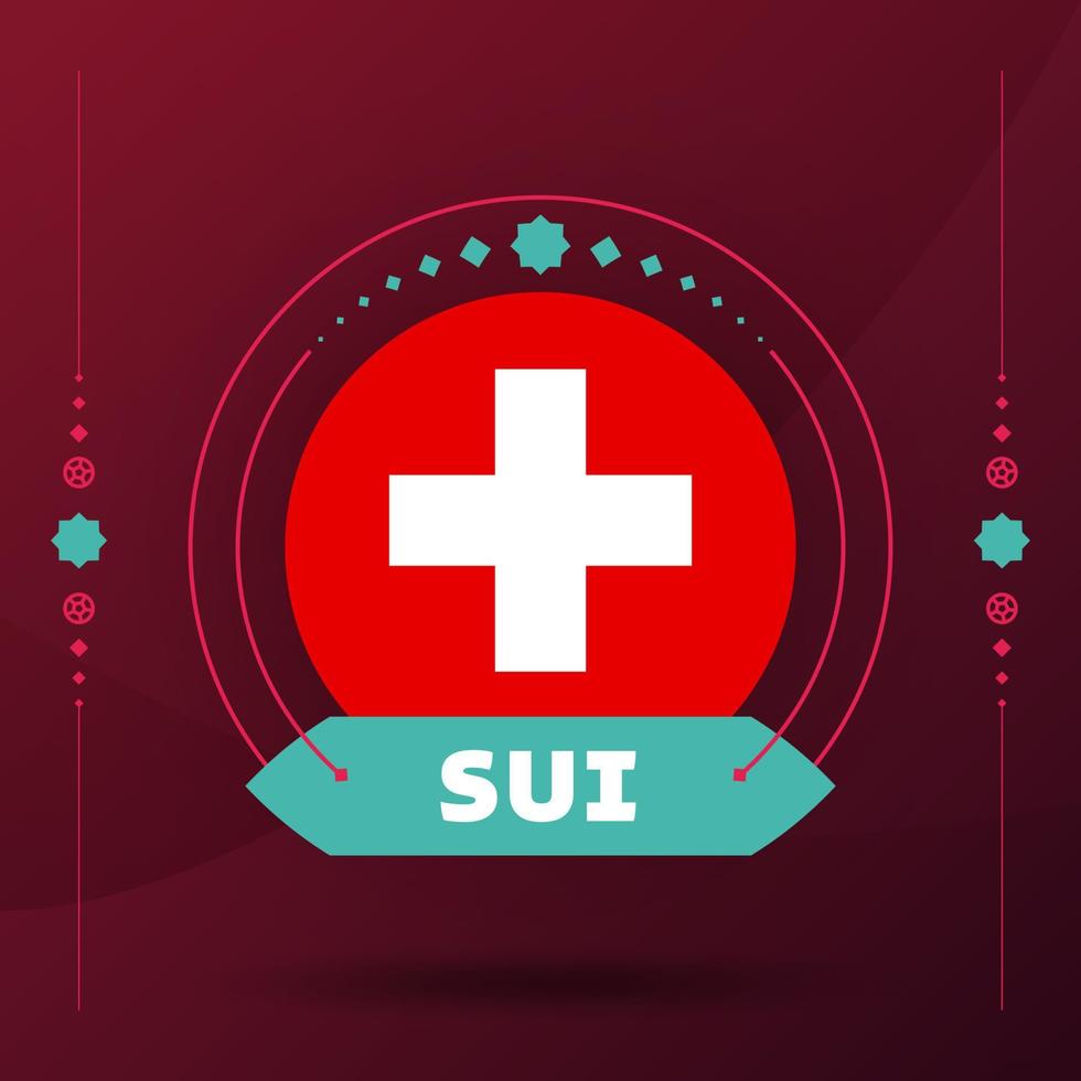 switzerland flag for 2022 football cup tournament. isolated National team flag with geometric elements for 2022 soccer or football Vector illustration