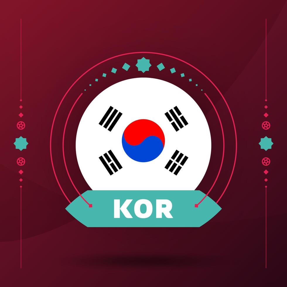 korea republic flag for 2022 football cup tournament. isolated National team flag with geometric elements for 2022 soccer or football Vector illustration