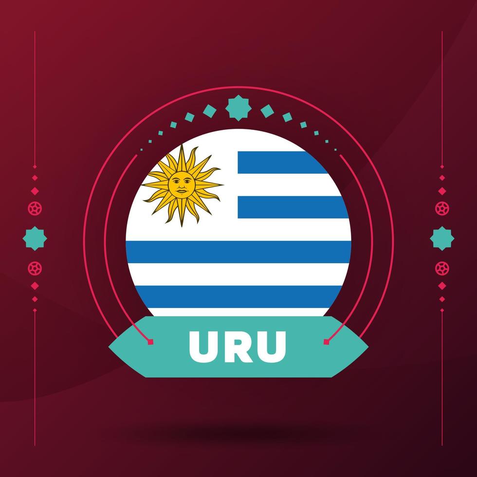 bandera de uruguay para el torneo de copa de fútbol 2022. bandera del equipo nacional aislada con elementos geométricos para la ilustración de vector de fútbol o fútbol 2022