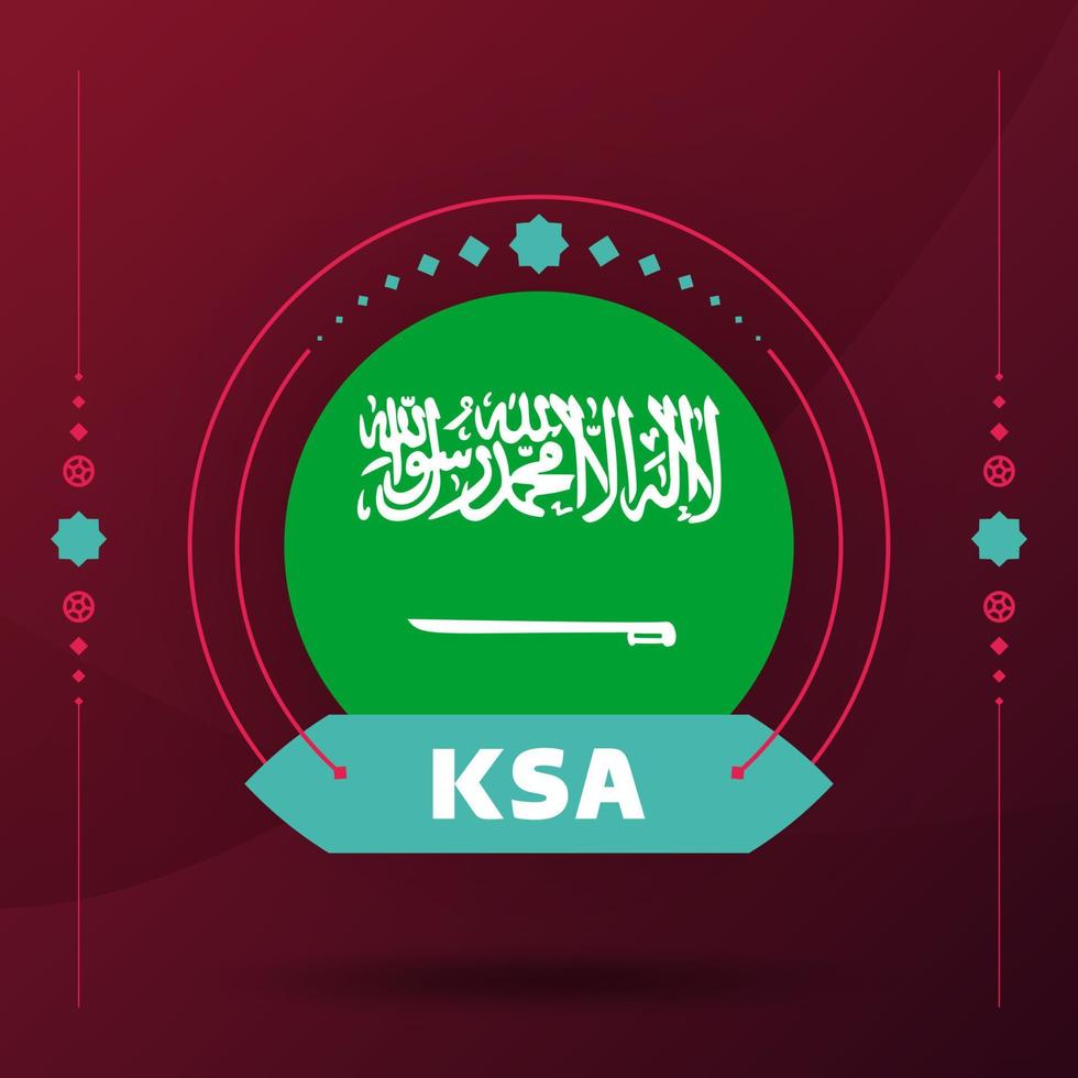 bandera de arabia saudita para el torneo de copa de fútbol 2022. bandera del equipo nacional aislada con elementos geométricos para la ilustración de vector de fútbol o fútbol 2022