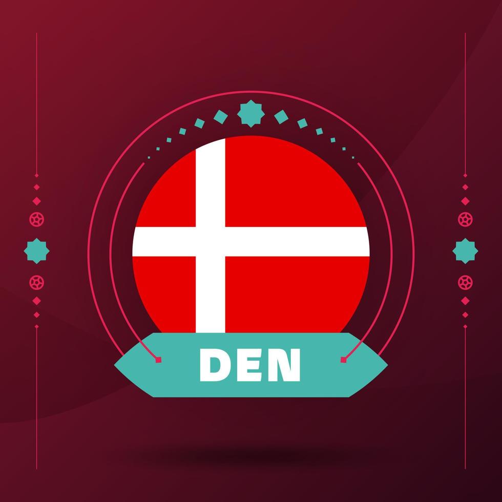 denmark flag for 2022 football cup tournament. isolated National team flag with geometric elements for 2022 soccer or football Vector illustration