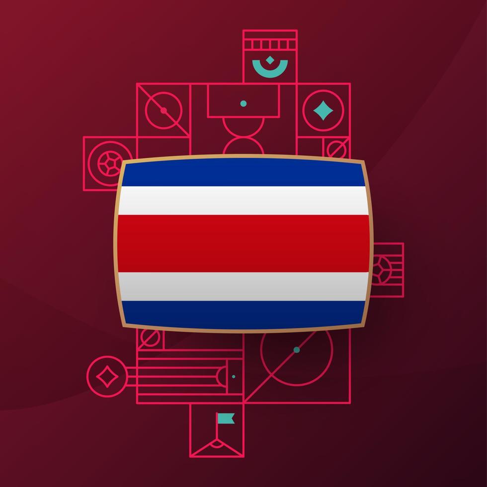 bandera de costa rica para el torneo de copa de fútbol 2022. bandera del equipo nacional aislada con elementos geométricos para la ilustración de vector de fútbol o fútbol 2022