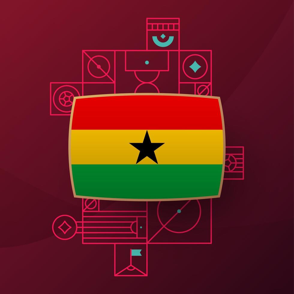 ghana flag for 2022 football cup tournament. isolated National team flag with geometric elements for 2022 soccer or football Vector illustration