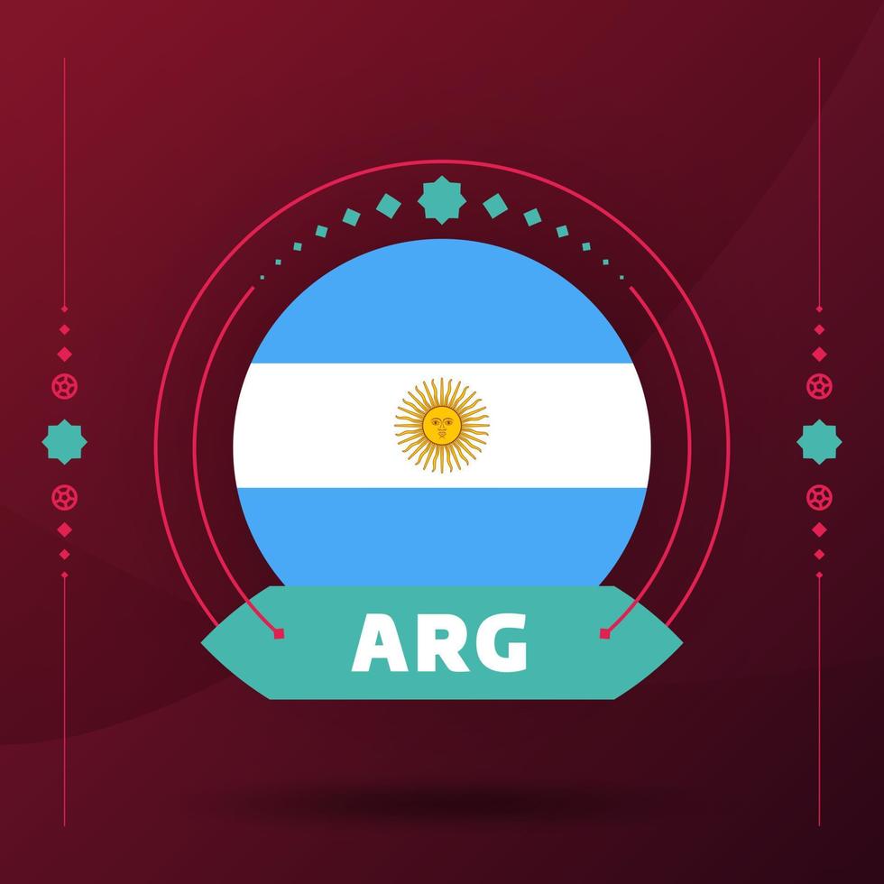 argentina flag for 2022 football cup tournament. isolated National team flag with geometric elements for 2022 soccer or football Vector illustration