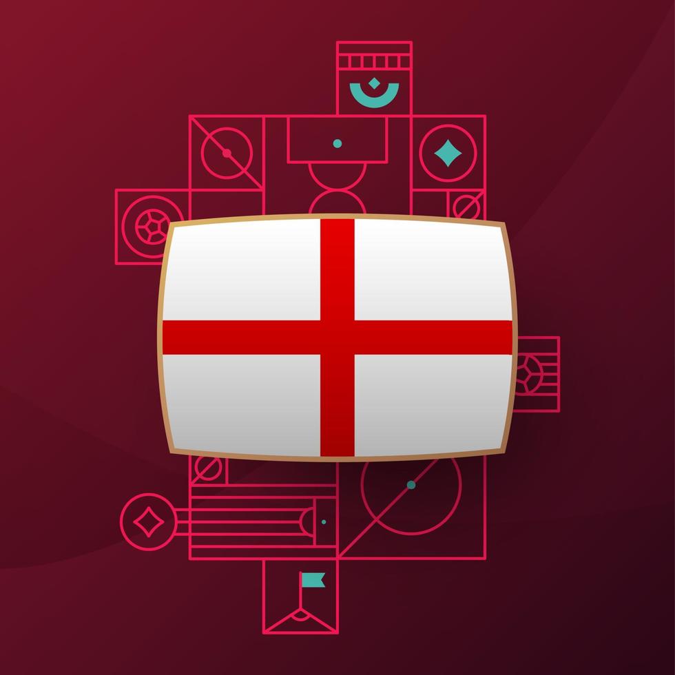 bandera de inglaterra para el torneo de copa de fútbol 2022. bandera del equipo nacional aislada con elementos geométricos para la ilustración de vector de fútbol o fútbol 2022