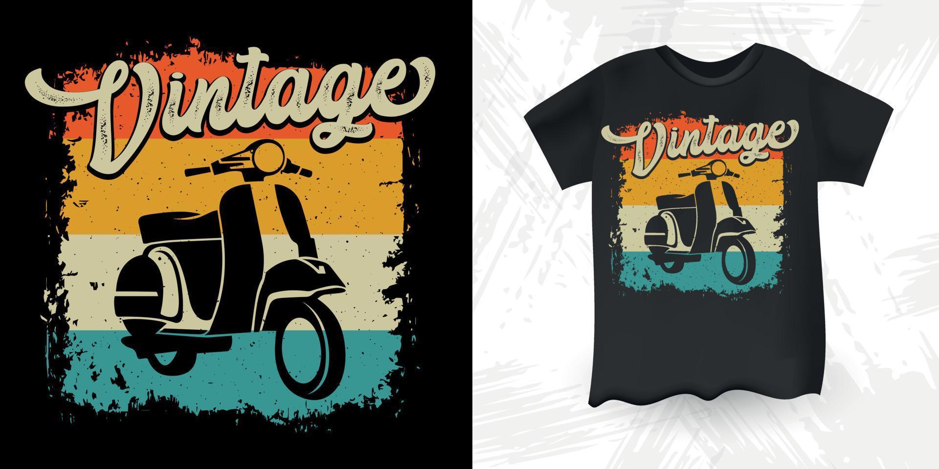 divertido scooter moto retro vintage scooter diseño de camiseta vector