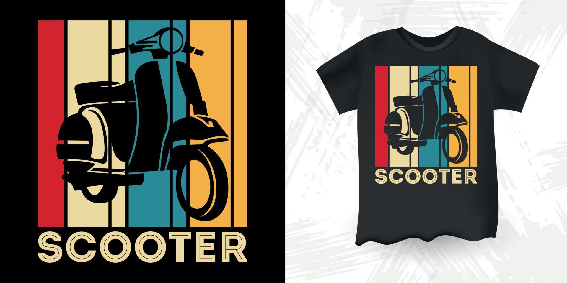 divertido scooter moto retro vintage scooter diseño de camiseta vector