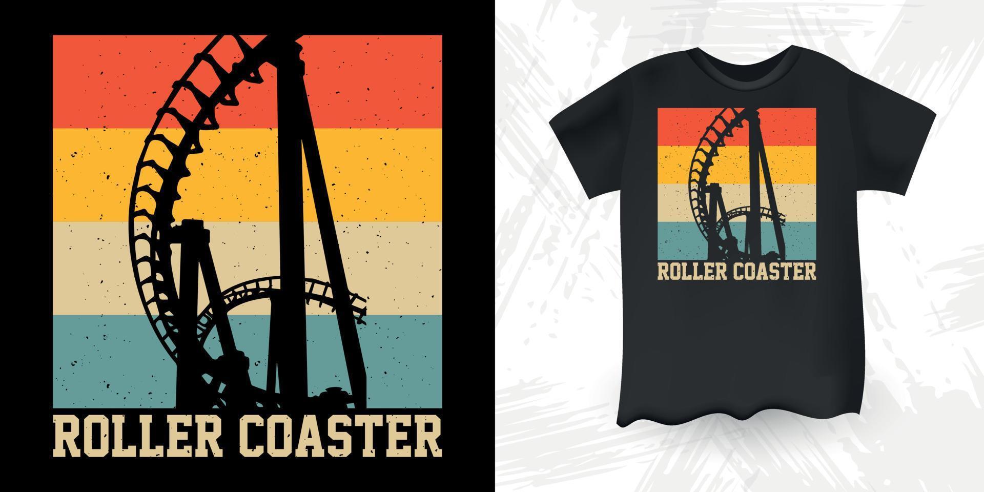 Funny Amusement Park Retro Vintage Roller Coaster T-Shirt Design vector