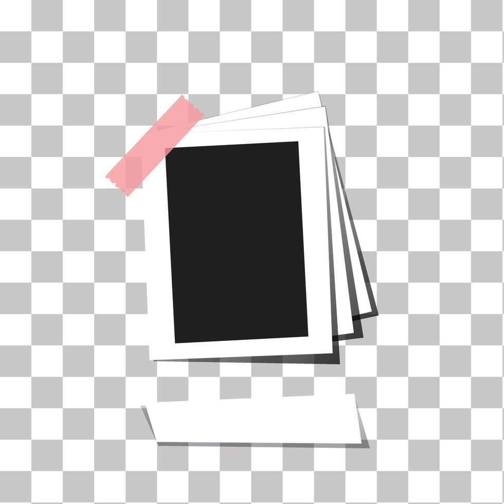 marco de fotos con cinta, vector libre de fondo transparente de rayas