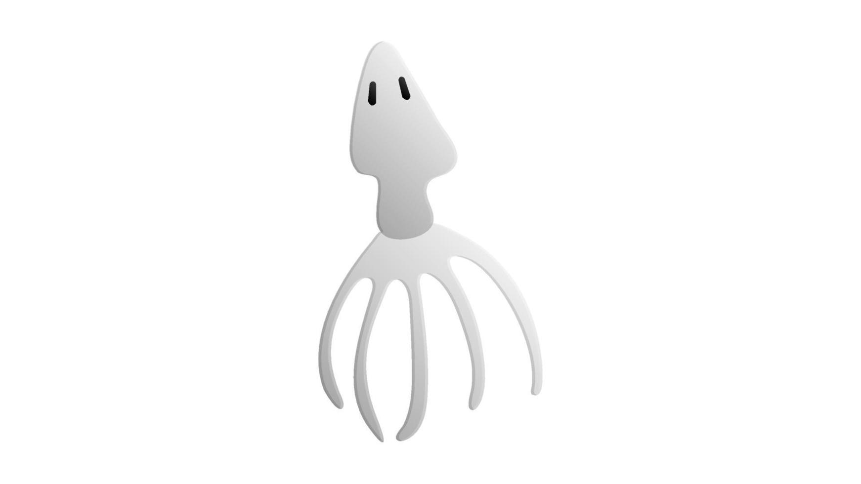 cartoon squid on white background, vector