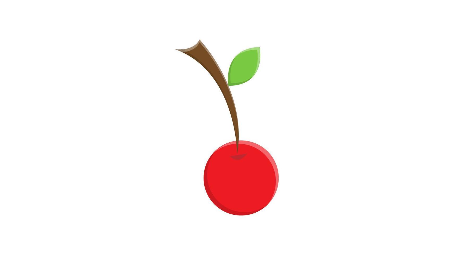 Juicy, ripe on a branch with a leaf cherry - fresh fruit, natural berry. Vector illustration