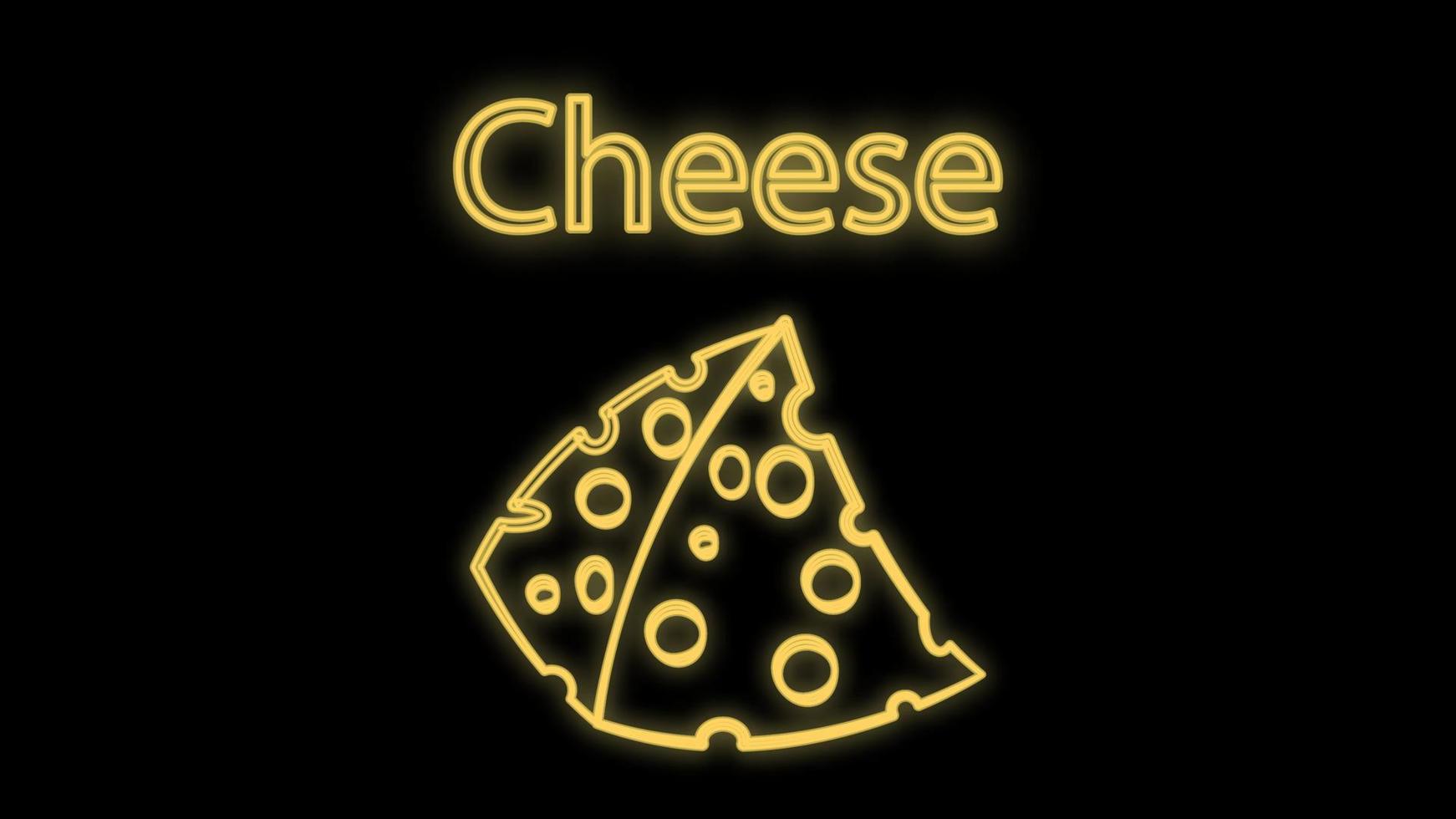 icono de queso de línea de neón brillante aislado en el fondo de la pared de ladrillo. ilustración vectorial vector