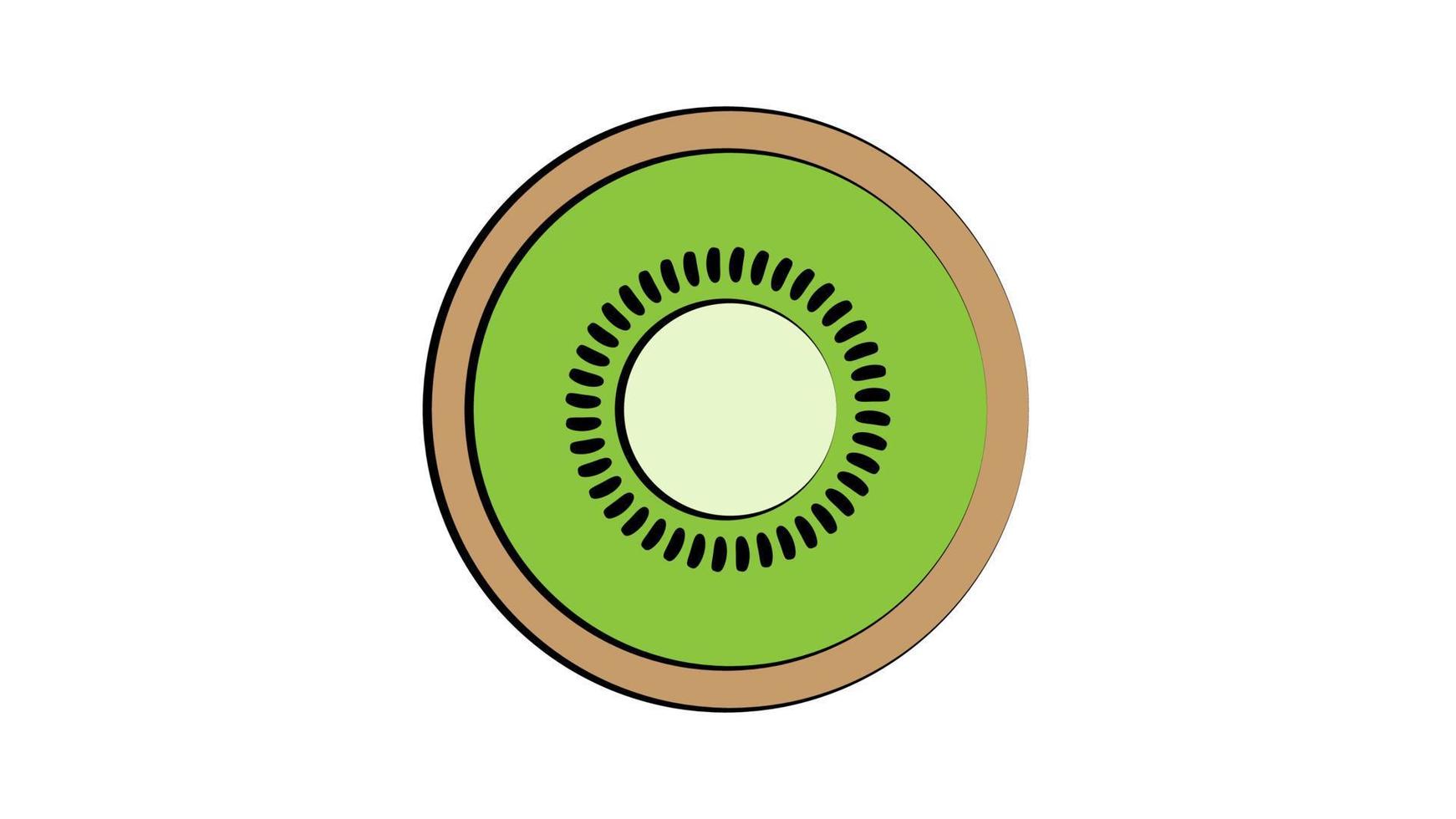 kiwi, kiwi o grosella espinosa china media sección transversal icono de vector de color plano para aplicaciones de alimentos y sitios web