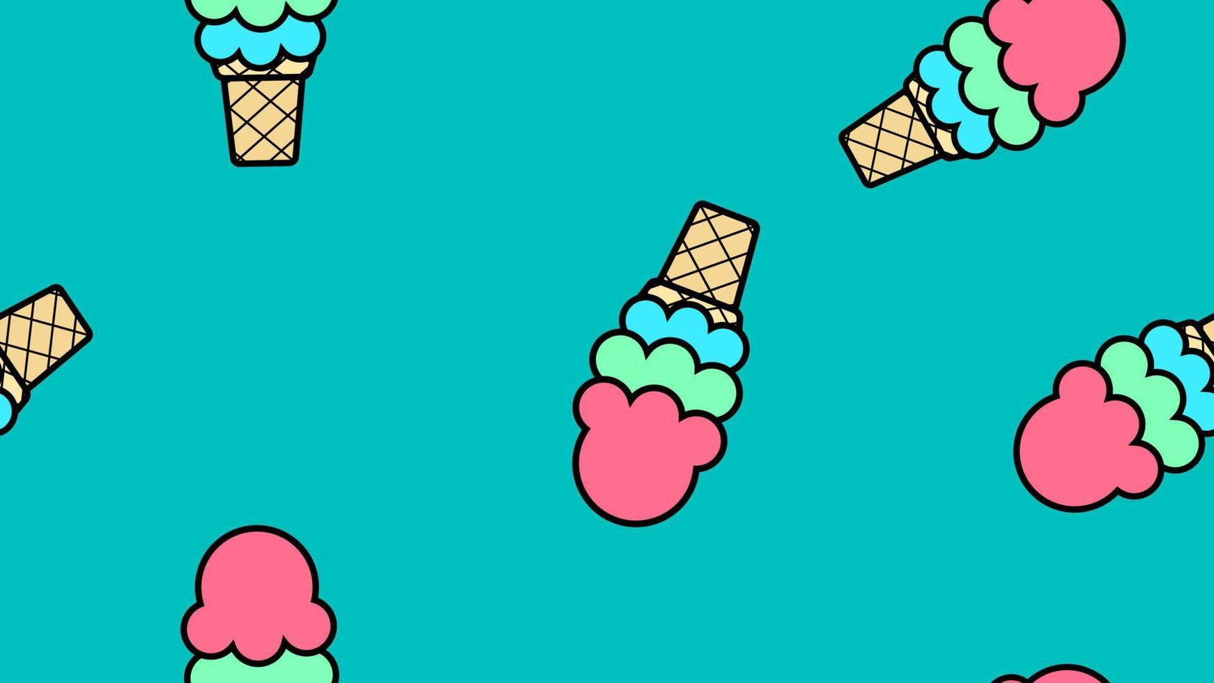 Cute hand drawn ice cream seamless pattern. Sweet food vector background. Delicious summer design. Wrapping, print. Celebration, decoration