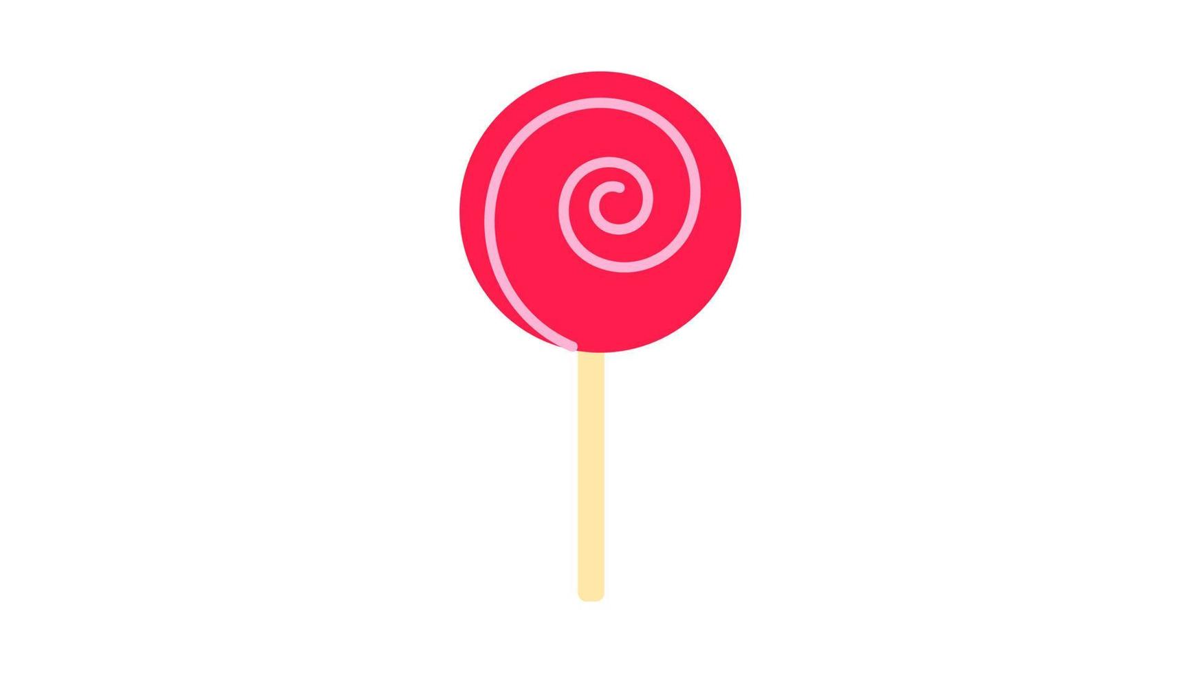 Red and pink spiral candy. Strawberry lollipop vector