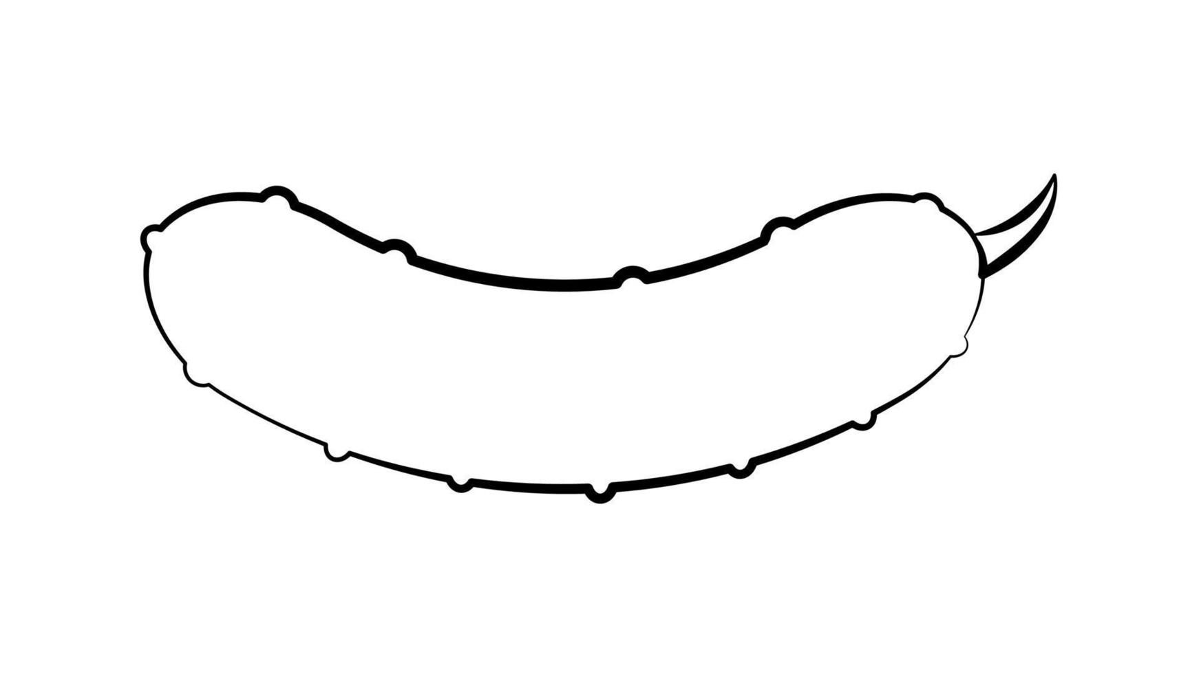 contorno de pepino. ícono blanco y negro de una verdura entera y una rebanada. ilustración monocromática vectorial vector